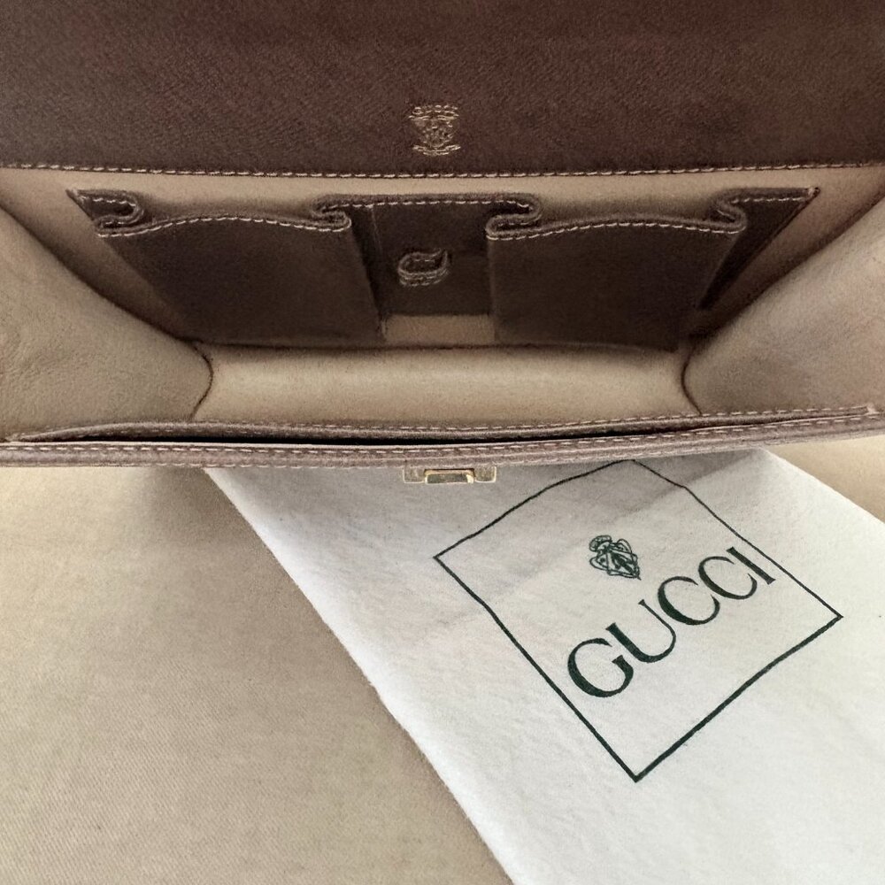 VTG Auth GUCCI Genuine Boar Pigskin Leather UNISEX Wristlet Clutch Bag - Picture 6 of 6